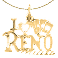 Sterling Silver I Love Reno Pendant (Rhodium or Yellow Gold-plated)