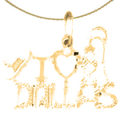 Sterling Silver I Love Dallas Pendant (Rhodium or Yellow Gold-plated)