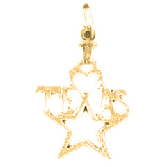 Yellow Gold-plated Silver I Love Texas Pendant