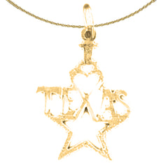 Sterling Silver I Love Texas Pendant (Rhodium or Yellow Gold-plated)