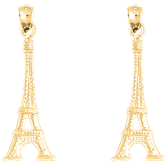 Yellow Gold-plated Silver 31mm Eiffel Tower Earrings
