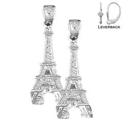 14K or 18K Gold 25mm 3D Eiffel Tower Earrings