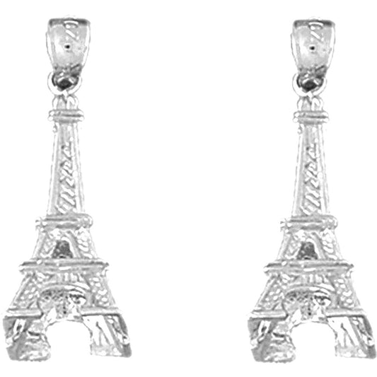 Sterling Silver 25mm 3D Eiffel Tower Earrings