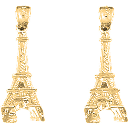 Yellow Gold-plated Silver 25mm 3D Eiffel Tower Earrings
