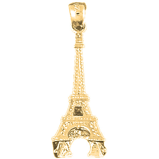 Yellow Gold-plated Silver 3D Eiffel Tower Pendant