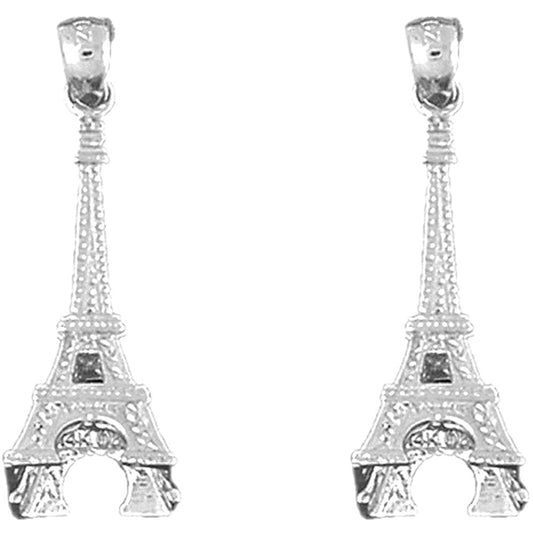 Sterling Silver 32mm 3D Eiffel Tower Earrings