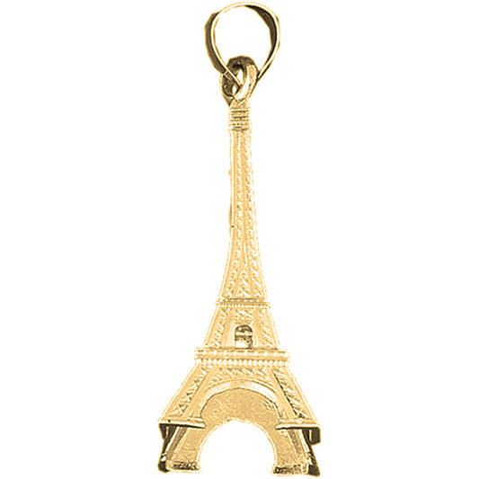 10K, 14K or 18K Gold 3D Eiffel Tower Pendant
