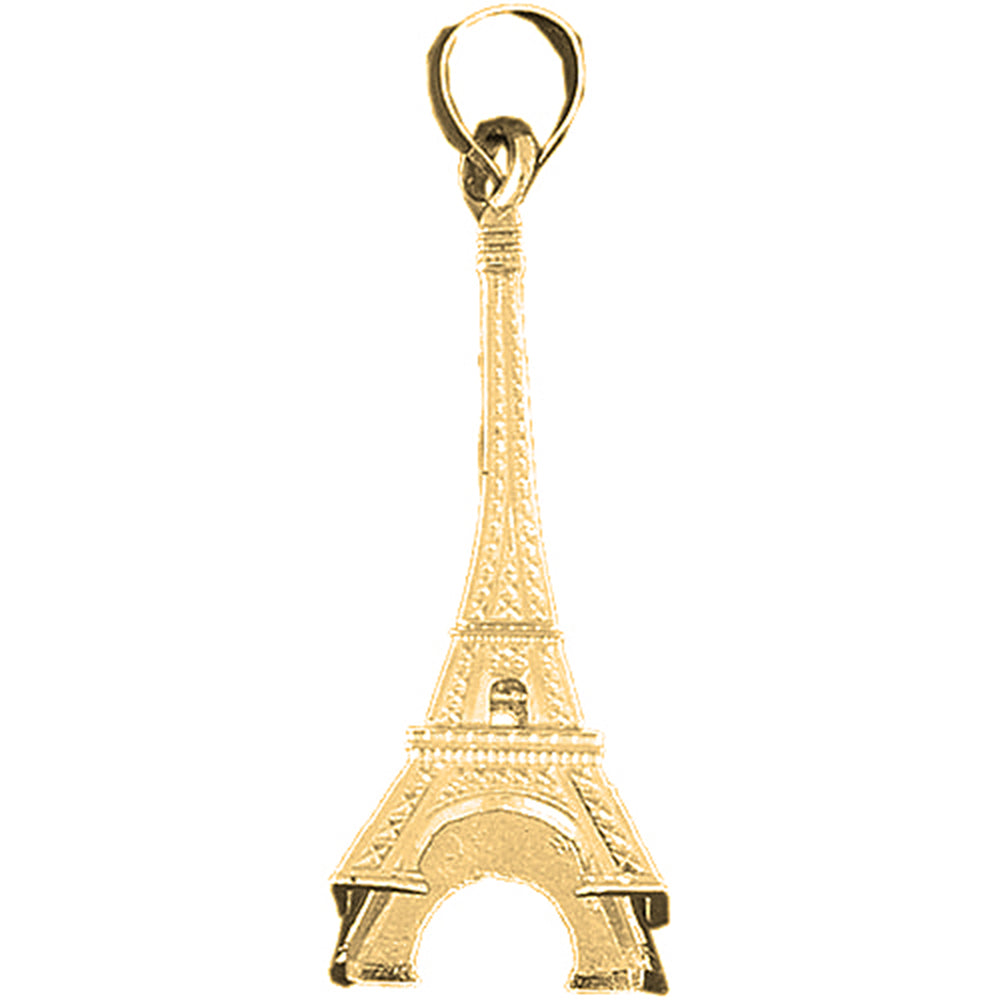 Yellow Gold-plated Silver 3D Eiffel Tower Pendant