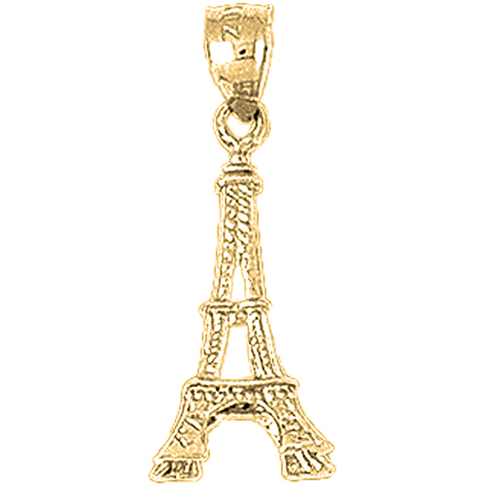 Yellow Gold-plated Silver 3D Eiffel Tower Pendant