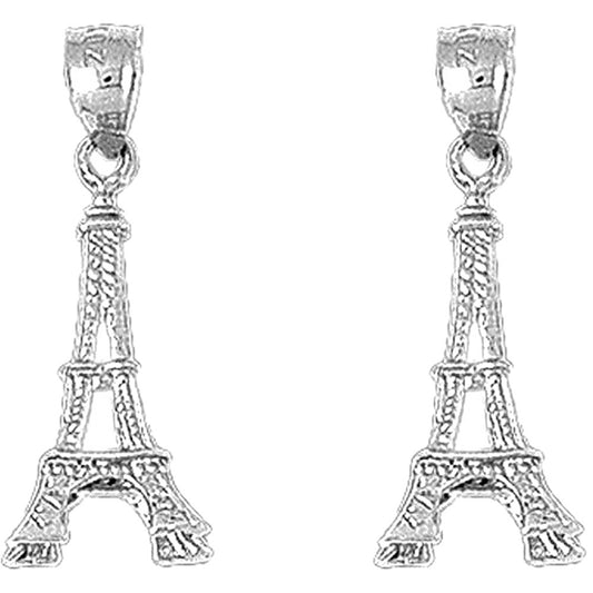 Sterling Silver 26mm 3D Eiffel Tower Earrings