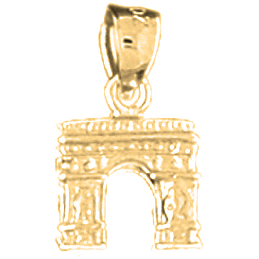 Yellow Gold-plated Silver 3D Arc De Triumph Pendant