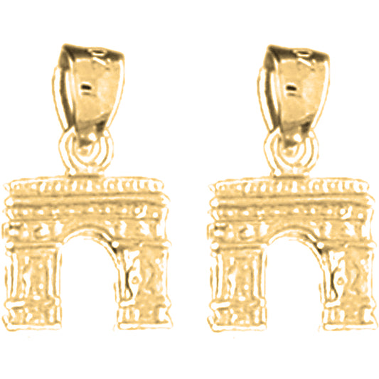 Yellow Gold-plated Silver 15mm 3D Arc De Triumph Earrings