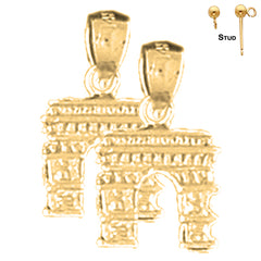Sterling Silver 26mm Arc De Triomphe Earrings (White or Yellow Gold Plated)