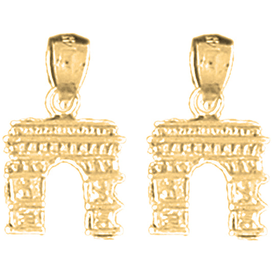 Yellow Gold-plated Silver 26mm 3D Arc De Triumph Earrings
