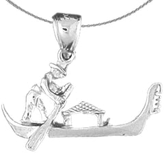 Sterling Silver 3D Gondola Pendant (Rhodium or Yellow Gold-plated)
