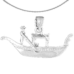 Sterling Silver 3D Gondola Pendant (Rhodium or Yellow Gold-plated)