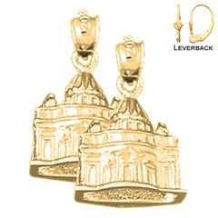 14K or 18K Gold 20mm 3D Vatican Earrings