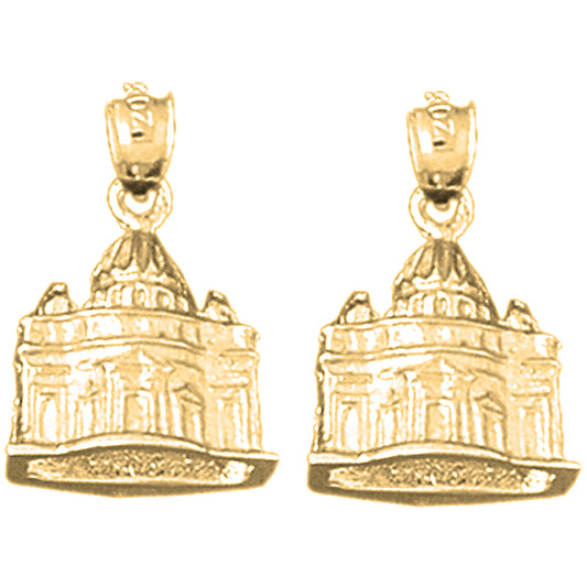 14K or 18K Gold 20mm 3D Vatican Earrings