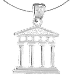 Sterling Silver Greek Acropolis Pendant (Rhodium or Yellow Gold-plated)