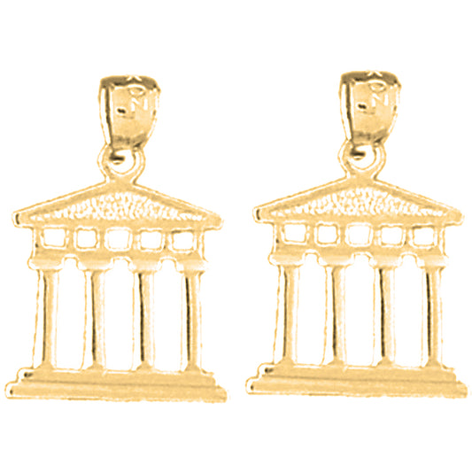 Yellow Gold-plated Silver 20mm Greek Acropolis Earrings