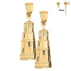 Sterling Silver 26mm Tower Earrings (White or Yellow Gold Plated)