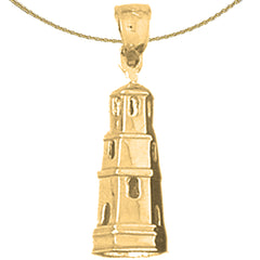 Sterling Silver Tower Pendant (Rhodium or Yellow Gold-plated)