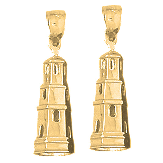 14K or 18K Gold 26mm Tower Earrings