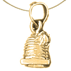 Sterling Silver 3D Beehive Pendant (Rhodium or Yellow Gold-plated)