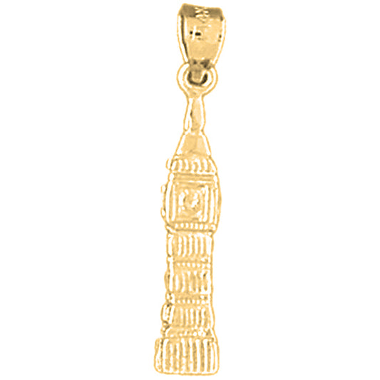 Yellow Gold-plated Silver 3D Big Ben Pendant