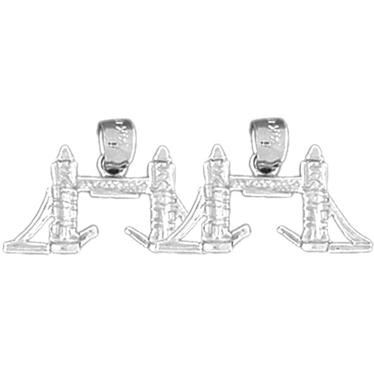Sterling Silver 12mm 3D London Tower Bridge Earrings