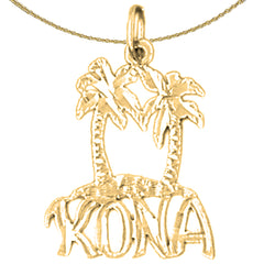 Sterling Silver Hawaiian Kona Pendant (Rhodium or Yellow Gold-plated)