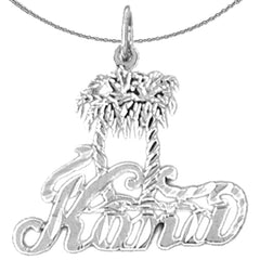 Sterling Silver Hawaiian Kona Pendant (Rhodium or Yellow Gold-plated)