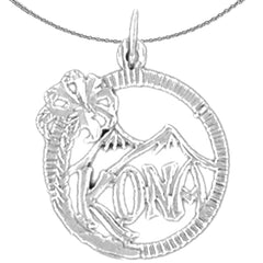 Sterling Silver Hawaiian Kona Pendant (Rhodium or Yellow Gold-plated)