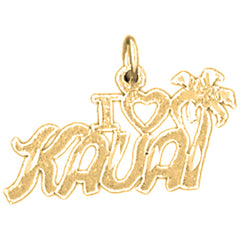 Yellow Gold-plated Silver I Love Kauai Pendant