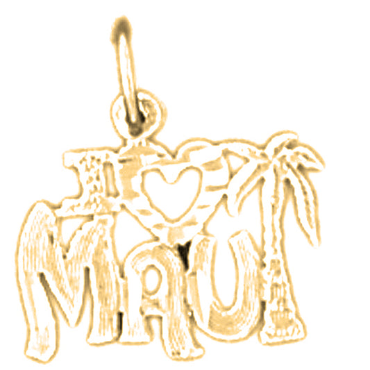 Yellow Gold-plated Silver I Love Maui Pendant