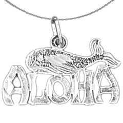 Sterling Silver Aloha Pendant (Rhodium or Yellow Gold-plated)