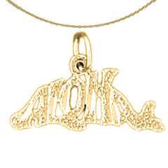 Sterling Silver Aloha Pendant (Rhodium or Yellow Gold-plated)
