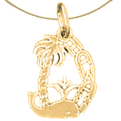Sterling Silver Hawaii Pendant (Rhodium or Yellow Gold-plated)