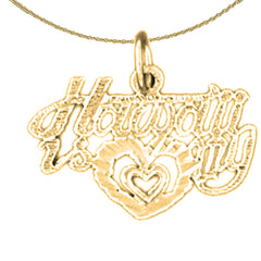 Sterling Silver Hawaii My Love Pendant (Rhodium or Yellow Gold-plated)