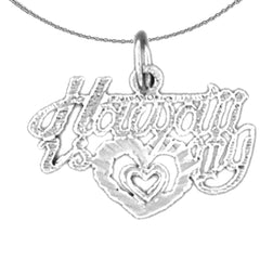 Sterling Silver Hawaii My Love Pendant (Rhodium or Yellow Gold-plated)