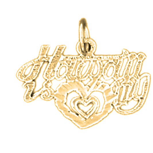 Yellow Gold-plated Silver Hawaii My Love Pendant