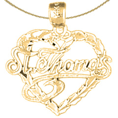Sterling Silver St. Thomas Pendant (Rhodium or Yellow Gold-plated)