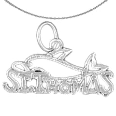 Sterling Silver St. Thomas Pendant (Rhodium or Yellow Gold-plated)