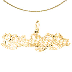 Sterling Silver Philidelphia Pendant (Rhodium or Yellow Gold-plated)