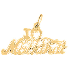 Yellow Gold-plated Silver I Love Mackinac Pendant