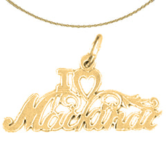 Sterling Silver I Love Mackinac Pendant (Rhodium or Yellow Gold-plated)