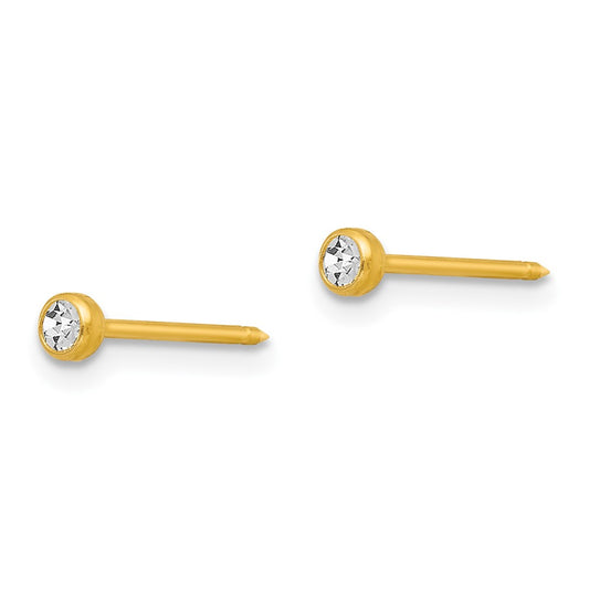 Inverness 14K Yellow Gold 3mm Bezel Crystal Post Earrings