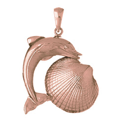10K, 14K or 18K Gold Shell With Dolphin Pendant