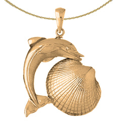 Colgante de concha de plata de ley con delfín (bañado en rodio o oro amarillo)