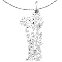 Sterling Silver Florida Pendant (Rhodium or Yellow Gold-plated)